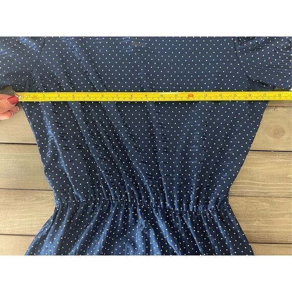 Just Ducky Navy Blue Polka Dot Semi Sheer Vintage Dress‎ Made in USA 🇺🇸 - Picture 6 of 7